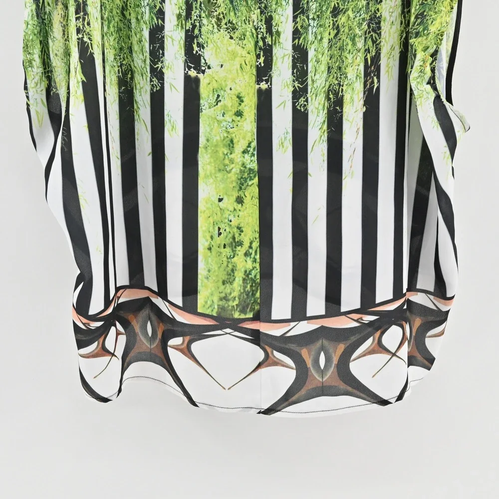 Clover Canyon Womens Graphic Print Blouse Size S Multicolor Abstract Green Black - Picture 11 of 12